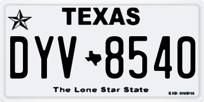 TX license plate DYV8540