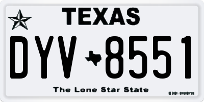 TX license plate DYV8551
