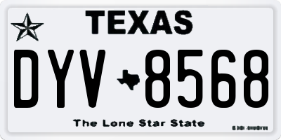 TX license plate DYV8568