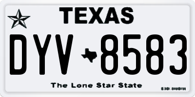 TX license plate DYV8583