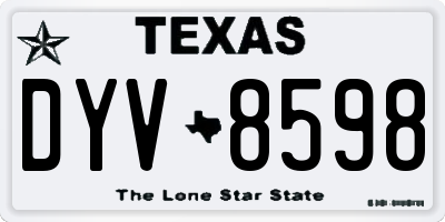 TX license plate DYV8598
