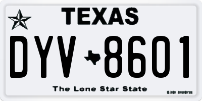 TX license plate DYV8601