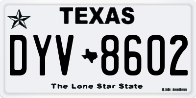 TX license plate DYV8602