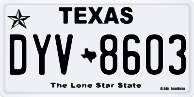 TX license plate DYV8603