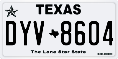 TX license plate DYV8604