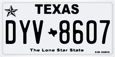 TX license plate DYV8607