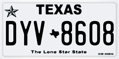 TX license plate DYV8608