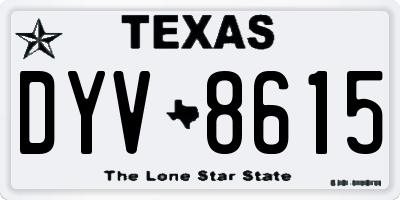 TX license plate DYV8615