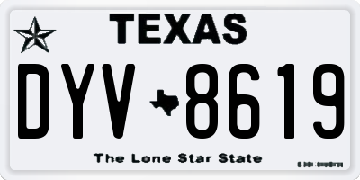 TX license plate DYV8619