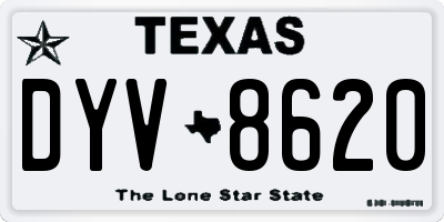 TX license plate DYV8620