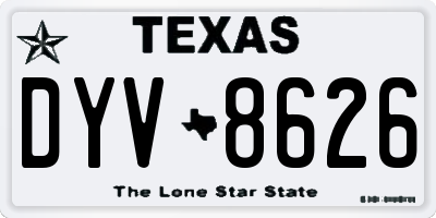 TX license plate DYV8626