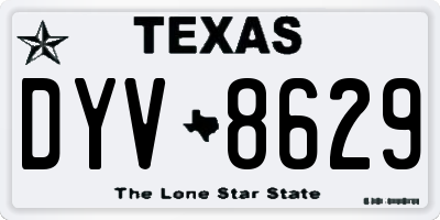TX license plate DYV8629