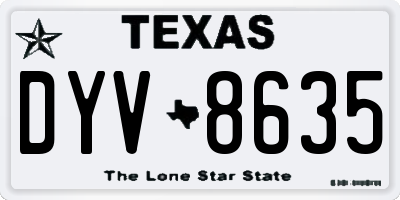 TX license plate DYV8635