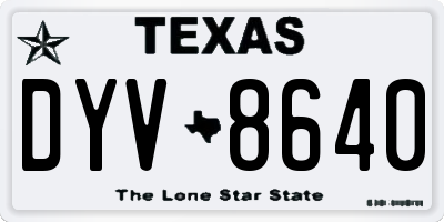 TX license plate DYV8640