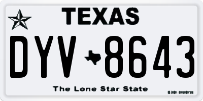 TX license plate DYV8643