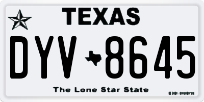 TX license plate DYV8645