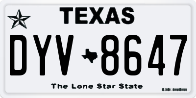 TX license plate DYV8647