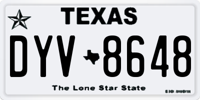 TX license plate DYV8648