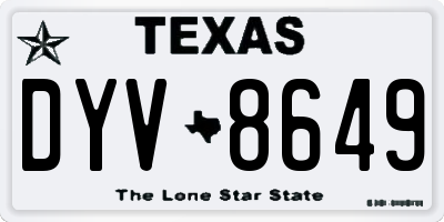 TX license plate DYV8649