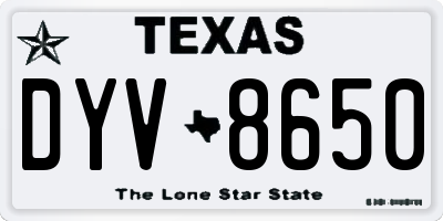 TX license plate DYV8650