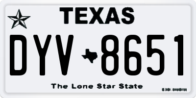TX license plate DYV8651