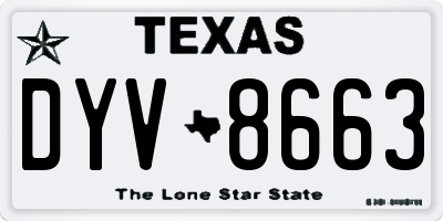 TX license plate DYV8663