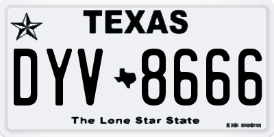 TX license plate DYV8666