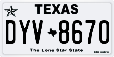 TX license plate DYV8670