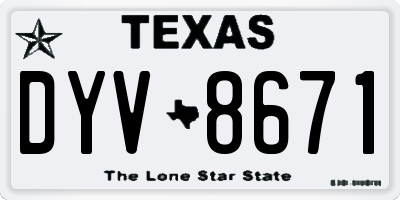 TX license plate DYV8671
