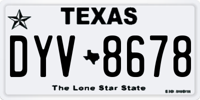TX license plate DYV8678