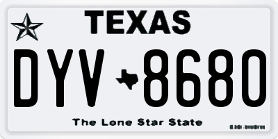 TX license plate DYV8680