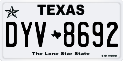 TX license plate DYV8692