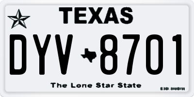 TX license plate DYV8701