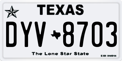 TX license plate DYV8703