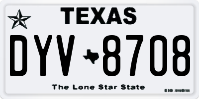 TX license plate DYV8708