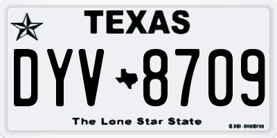 TX license plate DYV8709