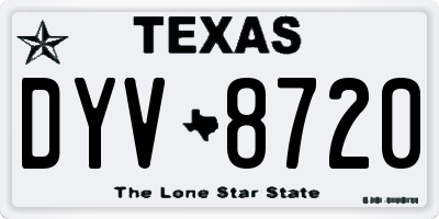 TX license plate DYV8720