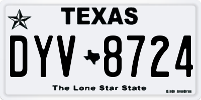 TX license plate DYV8724