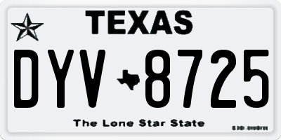 TX license plate DYV8725