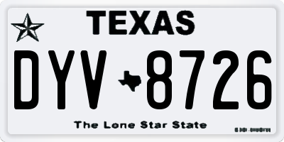 TX license plate DYV8726