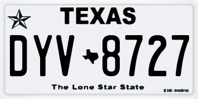 TX license plate DYV8727