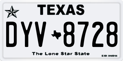TX license plate DYV8728