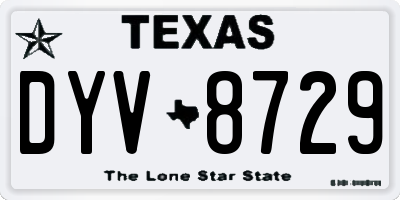 TX license plate DYV8729