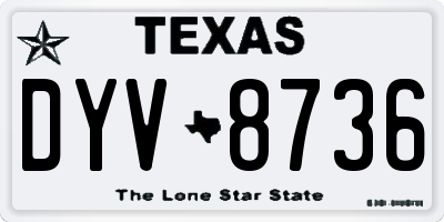 TX license plate DYV8736