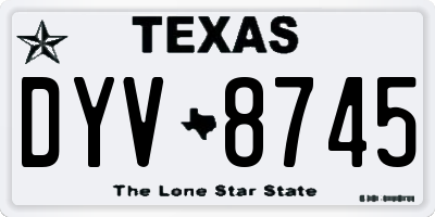 TX license plate DYV8745