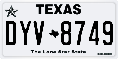 TX license plate DYV8749