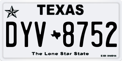TX license plate DYV8752