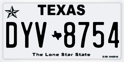 TX license plate DYV8754
