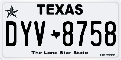 TX license plate DYV8758