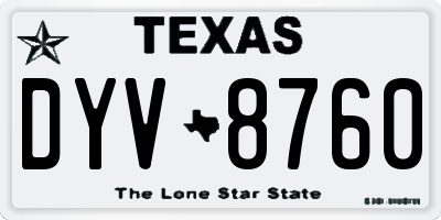 TX license plate DYV8760